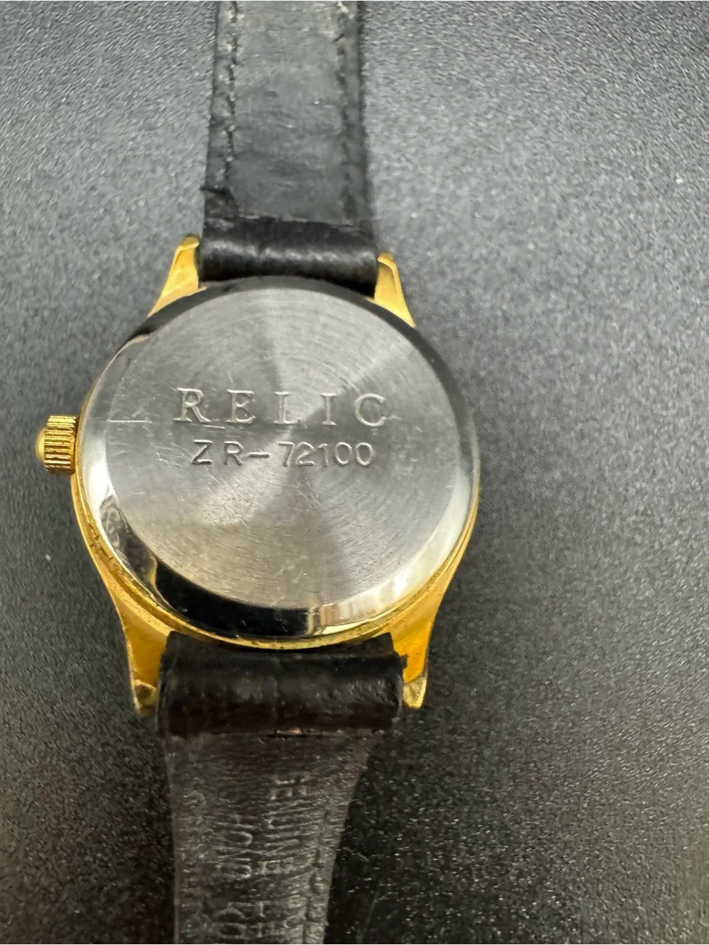 VTG Relic ZR-72100 Ladies Skeleton Watch New Battery 25MM 7” Black Leather Band